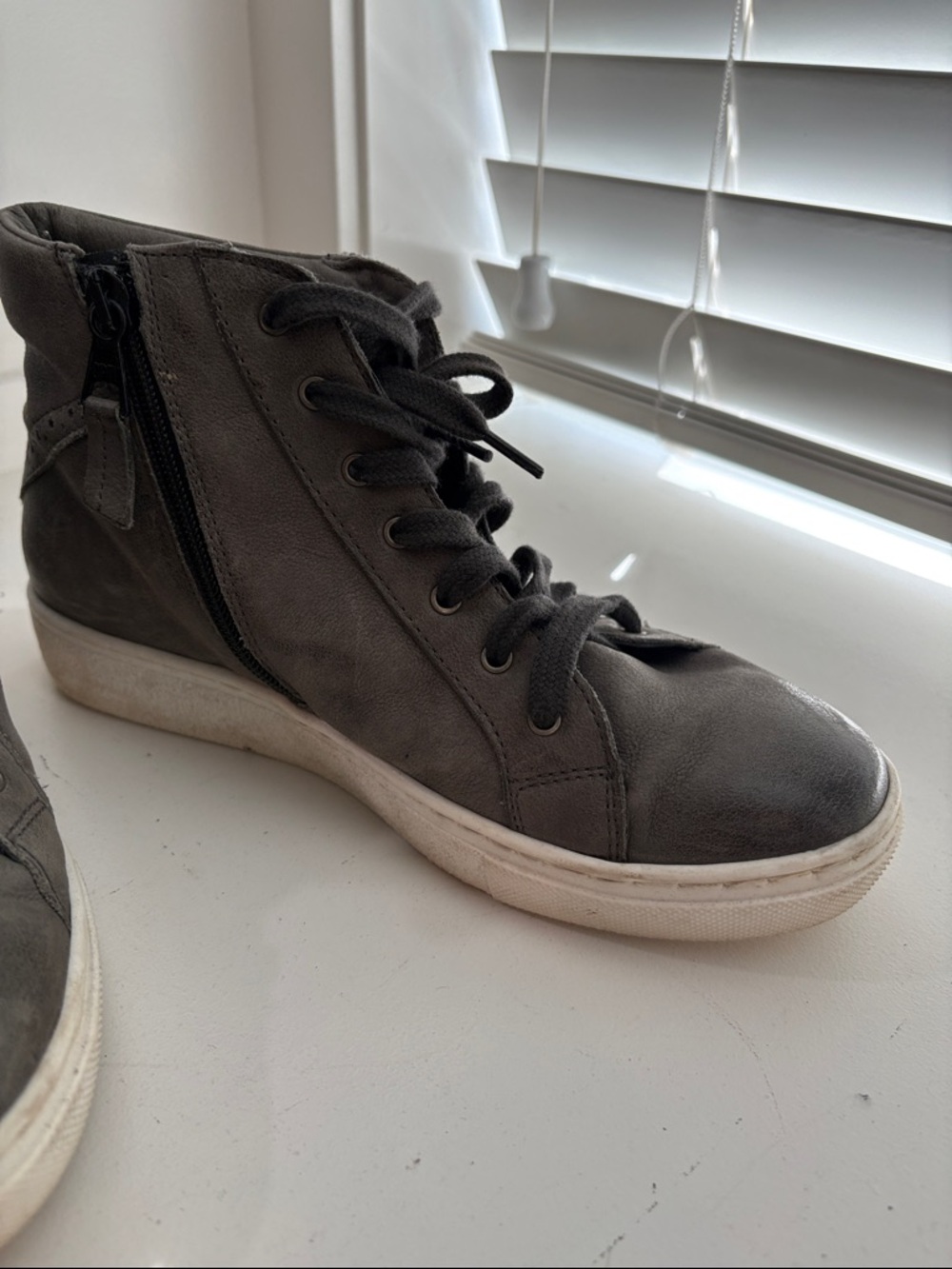 Miz Mooz Gray High-Top Sneaker with Lace-Up Front